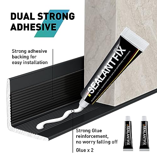 Image of 10-Pack Tile Edge Trim,39''x0.4'' | Peel and Stick Aluminum Backsplash Trim Edge,Metal Self Adhesive Decorative Tile Liner,Matte Black
