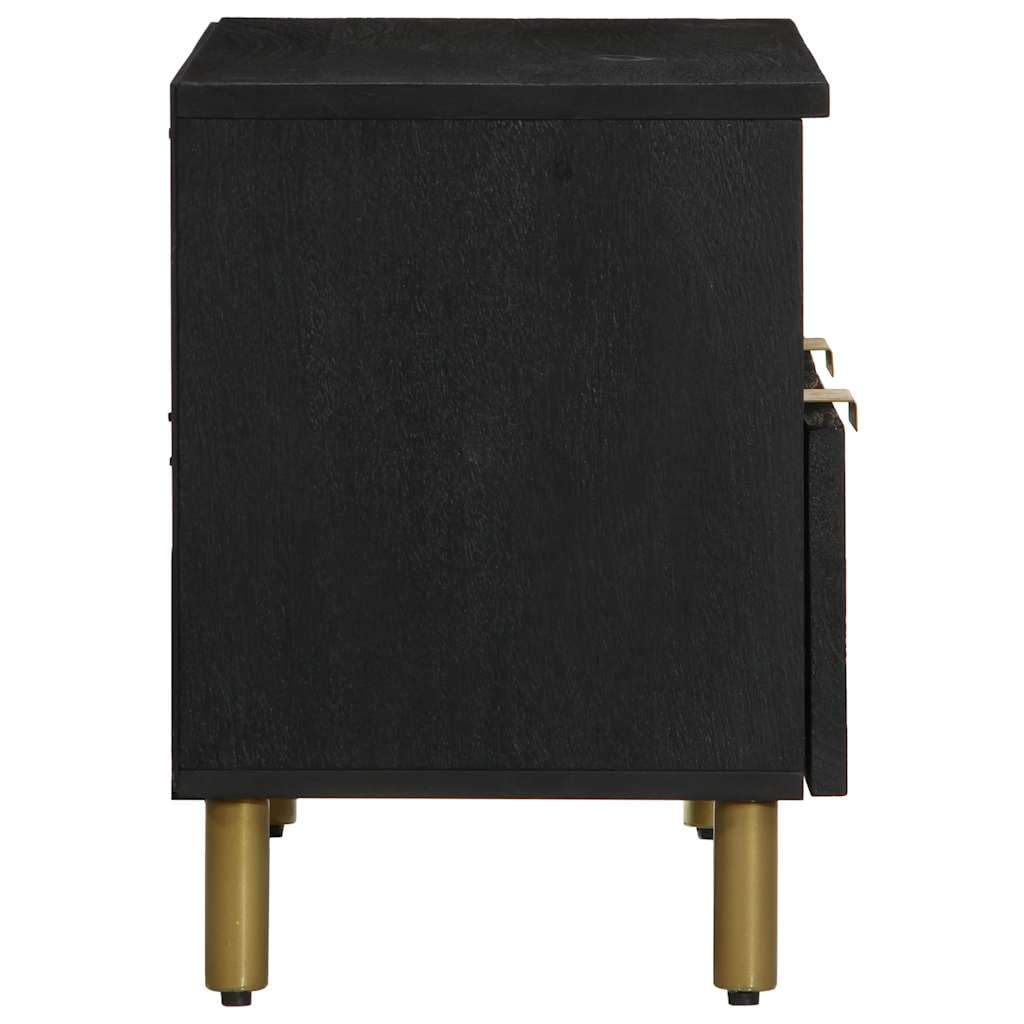 Mobile TV nero in legno 70 x 33 x 46 cm con maniglie in metallo, contenitore multimediale per soggiorno e ufficio, salvaspazio, CD e DVD, stile industriale