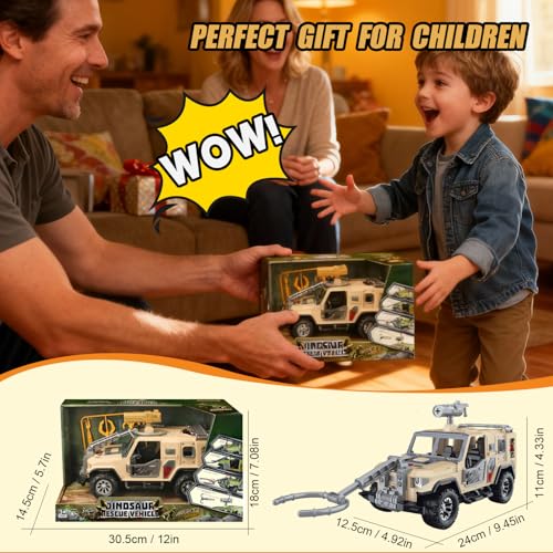 Rescue Friction Dinosaur Car Toy | Dinosaur Cars for Toddlers | Toy Cars with Sound Effects | Pull Back Car for Kids | Holiday and Birthday Gift for Boys & Girls 2+ Years Old - Image 7