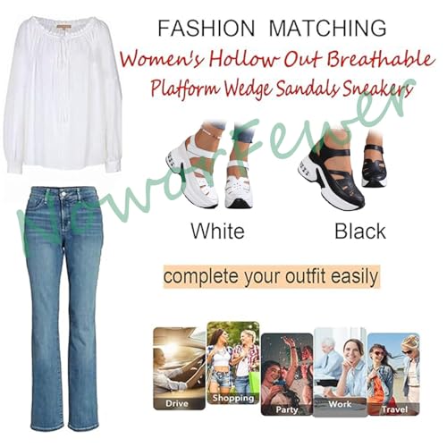 Women's Hollow Out Breathable Platform Wedge Sandals Sneakers,Closed Toe Orthopedic Sandals for Women Wide Width Adjustable Leather White Sandal2