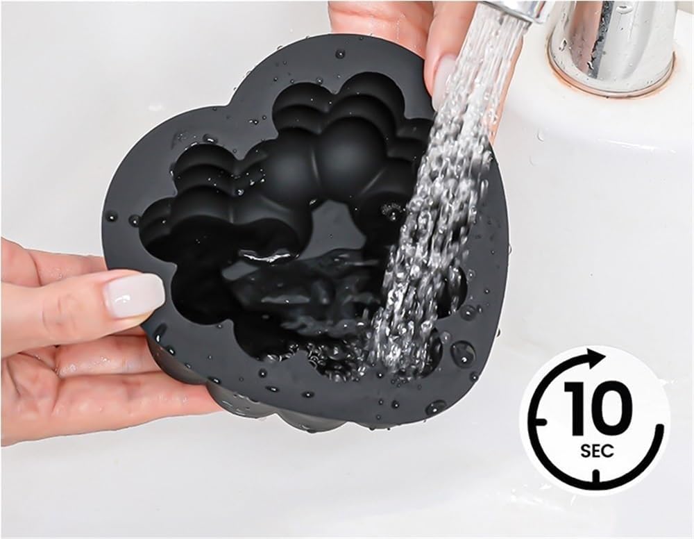 mould 4 Styles 3D Bubble Silicone Mousse Cake Molds, Heart Round Square Scalloped Silicone Baking Pan, Non-Stick Food Grade Silicone Mold for Cheesecake, Chocolate, Pudding, Ice Cream(White,B) image 5