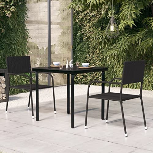 Vidaxl Outdoor Dining Table, Patio Table With Glass Top, Garden Table, Garden Furniture For Front Porch Deck Lawn Backyard, Black Steel And Glass #TOP4