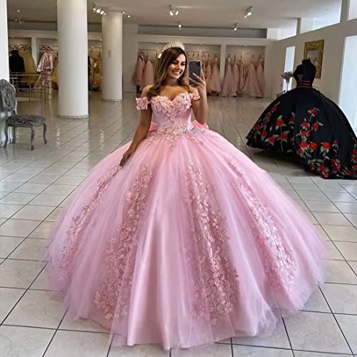 Quinceanera Dresses Ball Gowns Lace Off Shoulder Prom Dresses 3D Flower Puffy Sweet 15 16 Dresses for Women2