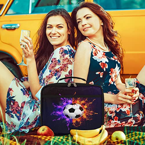 Kids Lunch Box For Girls Boys Toddler Insulated Lunch Bags, Mini Cooler Back To School Lunch Tote Bag Portable Thermal Meal Tote Kit Soft Bag, Flame Football #TOP6