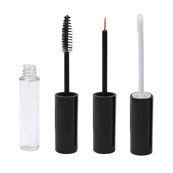 3 Pack Empty Mascara Tube with Wand, Eyeliner & Lip Gloss Tubes, 10ml Black