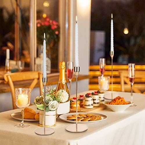 Candlesticks, Single Head Candlelight Dinner Decoration Candle Holders, Vintage Golden, 3 Pcs