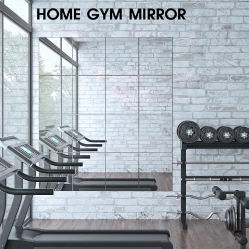 Image of Fliptic Acrylic Full Length Wall Mirror - 12x10 Inch - 4PCS, Frameless Gym Mirrors for Home Gym, Full Body Acrylic Mirror for Bedroom, Living Room