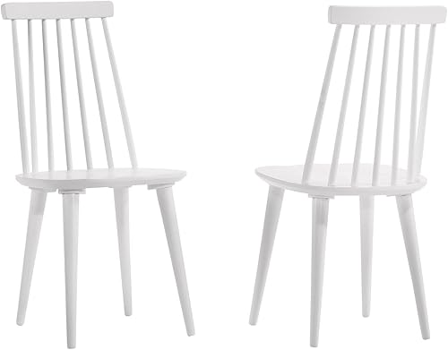 Miniatura 3 de DUHOME Juego de 2 sillas de comedor de madera, husillo blanco, lado de cocina, estilo granja, color blanco