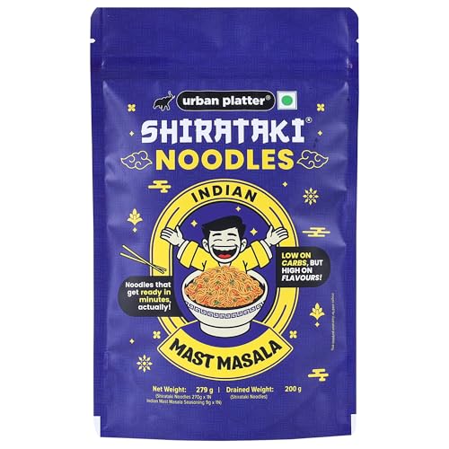 Image of Urban Platter Indian Mast Masala Shirataki Noodles, 279g (Konjac Noodle | Keto-friendly, Low-Carb, Fat-free | Zesty Indian Masala | Ready in Minutes)