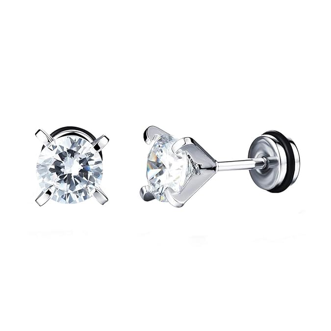 YELLOW CHIMES Glittering White Crystal Studs for Boys and Men YELLOW