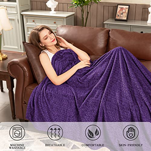 Inhand Fleece Throw Blanket, Super Soft Fuzzy Blanket For Couch Sofa Bed Office, Cozy Plush Fleece Blanket Throw Size, Washable Lightweight Flannel Blankets Throw For All Season(50”X60”,Purple) #TOP5