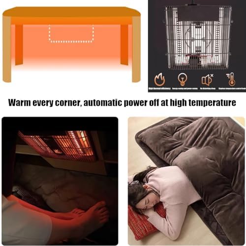 Heated Kotatsu Table Set - Winter Foot Warmer with Blanket & Quilts, Ideal for Living Room & Bedroom Coffee Tables, Natural Wooden Design for Cozy Comfort