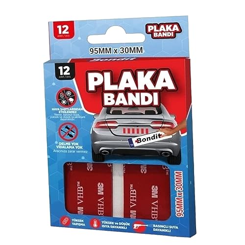 Badem10 Bondit Araç Plaka Güçlü Yapıştırıcı 3M Yapıştırma Çift Taraflı Bant Bandı 95mm X 35mm BND01069530