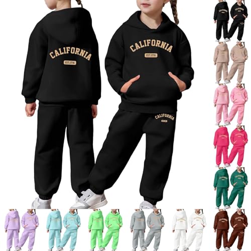 Girls Graphic Jogging Suits New York Print Sweatsuits 2 Piece Set Oversized Hoodie and Sweatpants Fall Winter Clothes