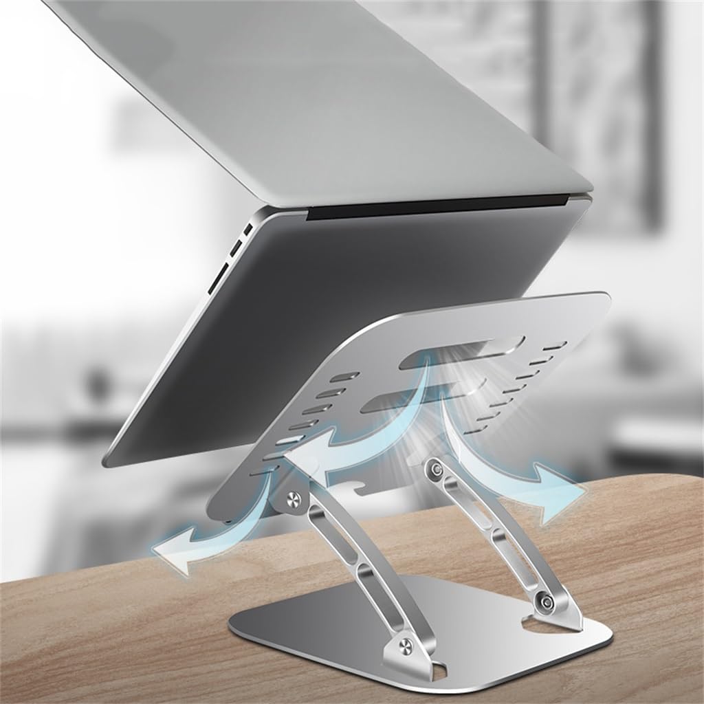 Laptop Tablet Aluminum Alloy Silver Adjustable Desktop Stand Is Easy to Fold and Store