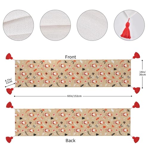 Chemin de table de Noël antidérapant à pompons 35x152 cm cerf