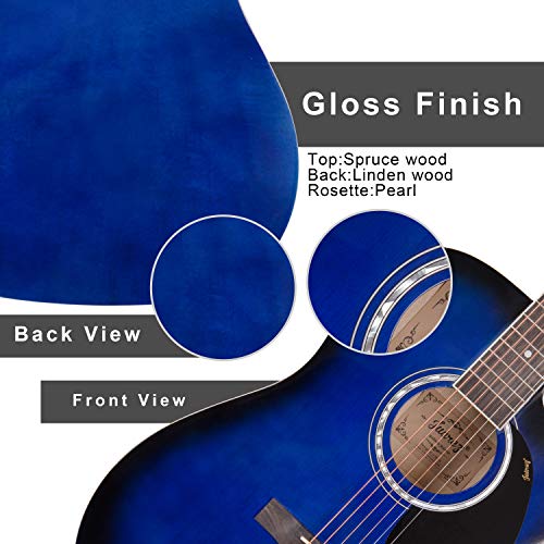 Image of JUAREZ Arpeggio 41 Inch Acoustic Guitar Kit, JRA41SP-TBS Spruce Top, Rosewood Fretboard & Bridge, Truss Rod, Chrome Die Cast Machine Tuners, Blue Sunburst