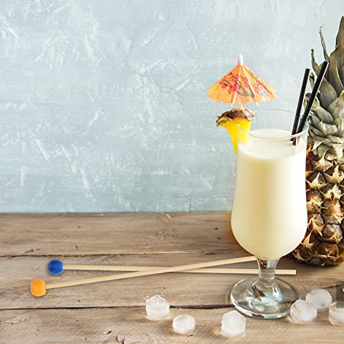 Mahiong 500 Pcs 6 Inch Rock Candy Sticks With Ball, Wood Swizzle Cake Stick For Coffee Tea Drink Stirrer Stick #TOP6