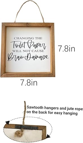 Miniatura 4 de Decoración de baño de granja, divertido letrero de cambio de papel higiénico, bonito arte de pared para baño, accesorios rústicos de baño de