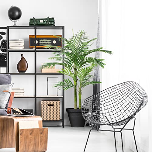 Oakred Artificial Golden Cane Palm Tree 5 Feet Fake Plant For Home Decor Indoor Outdoor Faux Areca Palm Tree In Pot For Home Office Perfect Housewarming Gift,Set Of 2 #TOP3