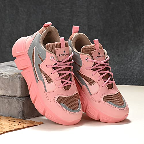Image of ROWLANS Women's Synthetic Leather Stylish /Comfortable /Running /Gym Lace-Ups Sports Shoes