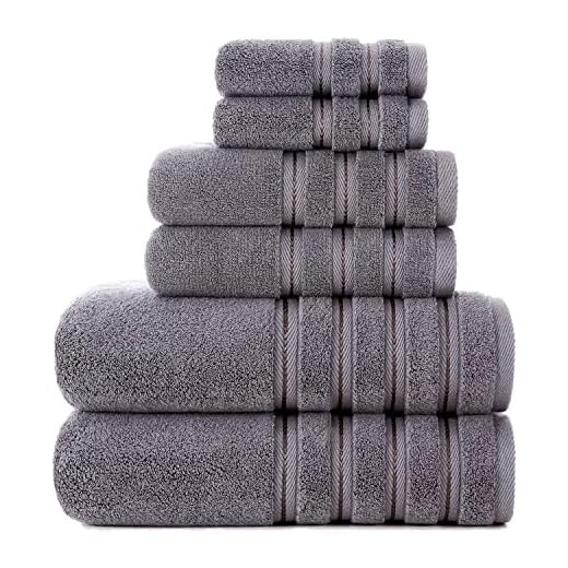 Luxury Turkish Towels Bathroom Sets Clearance 6 Piece Bath Towel Set - 2 Bath Towels, 2 Hand Towels, 2 Washcloths, Super Soft Highly Absorbent Grey