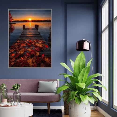 Peinture Diamant Débutant pour une activité manuelle relaxante salon design coucher de soleil