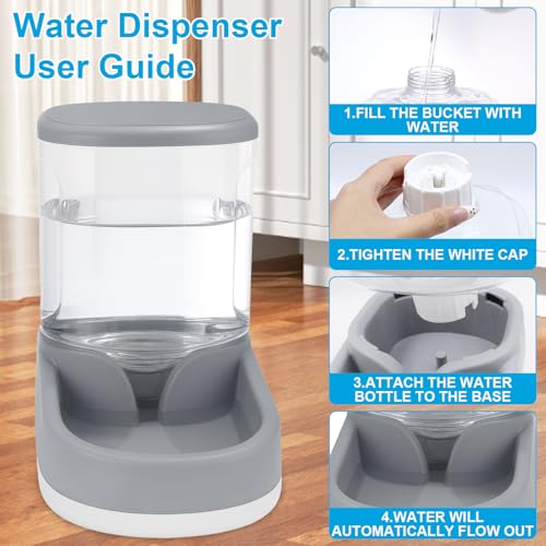 Druuzyl Wasserspender Futterspender für Katze und Hund 2×3,8 L Automatischer Futterspender, Katzenfutterspender und Katzenwasserspender für kleine und mittelgroße Haustiere