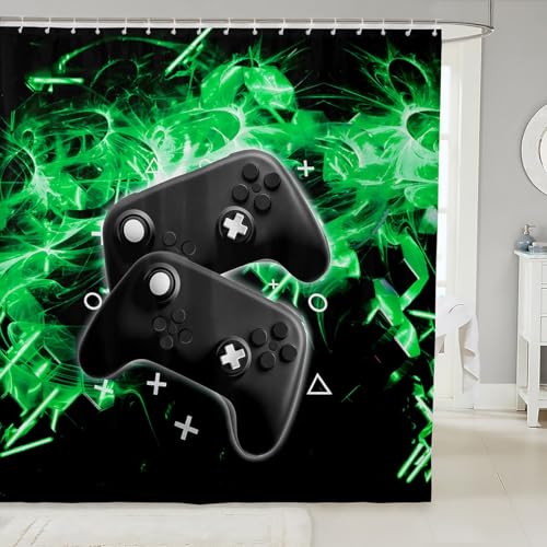 Image of Gamepad Shower Curtain for Stalls Bathtubs Modern Gamer Bathroom Shower Curtain Set Video Game Bath Curtain Room Decor Novelty Gradient Action Buttons Decor Waterproof Bathroom Curtains 72Wx78L