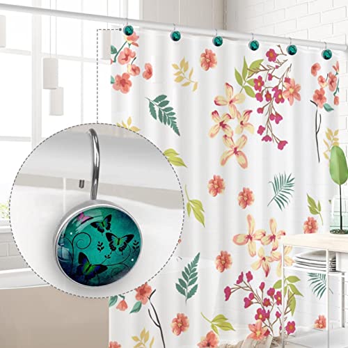Crochets décoratifs pour rideau de douche papillon rose