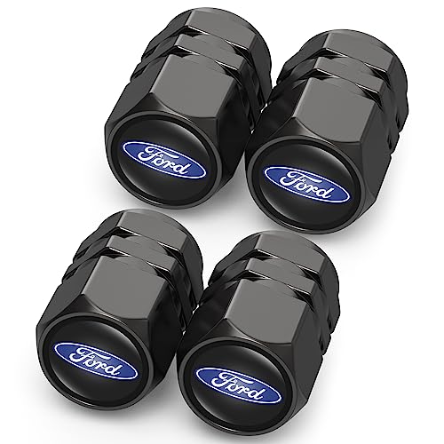 Tire Valve Caps, Valve Stem Caps Fit Ford Fusion F150 F250 F350 F450 F550 Edge Explorer Mustang F151 Series, Alloy Car Tire Caps for Corrosion Resistant Leak-Proof Car Accessories