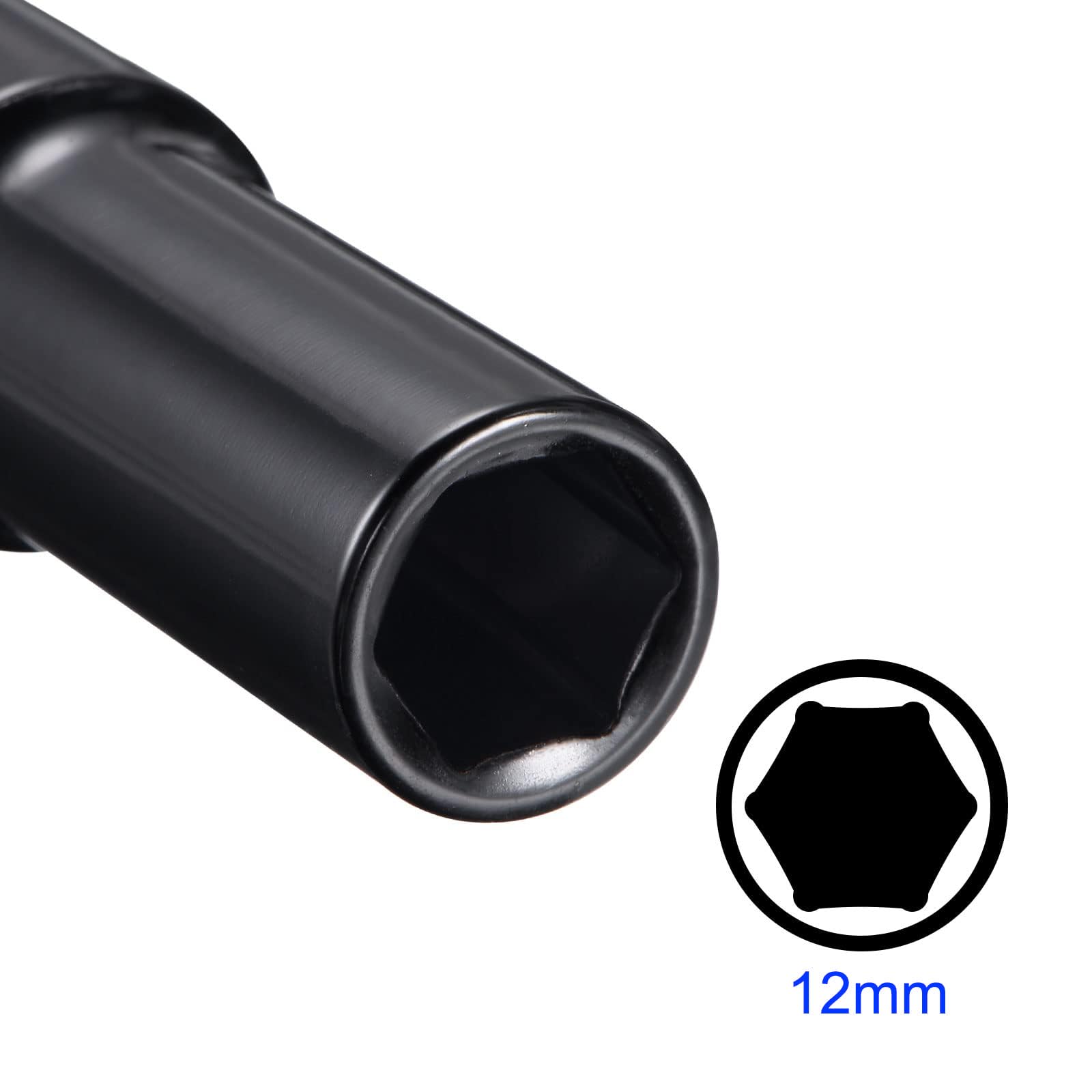 MACHSWON 1/2 Inch Drive - 12mm Deep Impact Socket with 6 Point Design, Heat-Treated Cr-V Steel 78mm Length, Metric Sizes - Image 3