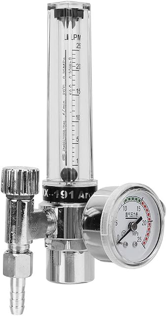 Argon Regulator Gas Reducer,CGA540 Outlet Male Thread Argon/Carbon Dioxide Regulator Gas Flowmeter with Guage for TIG Welder Machine