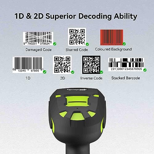 Alacrity Upgraded 2D Industrial Barcode Scanner With Wireless Charging Stand, 1968 Feet Transmission Distance 433Mhz Wireless & Bluetooth 2In1 Barcode Reader, Shock Dust Proof Hands Free thumb #4