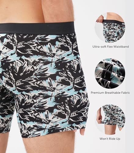 Separatec Men's Underwear with Ball Pouch Comfortable Cool and Fresh Bamboo Rayon Boxer Briefs for Men, Stylish Print 3 pack4