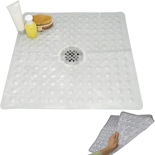 Evelots Square Shower Mat-Large-Drain Hole-Non Slip-Super Thick-164 Suction Cups disponible en Yaxa Colombia