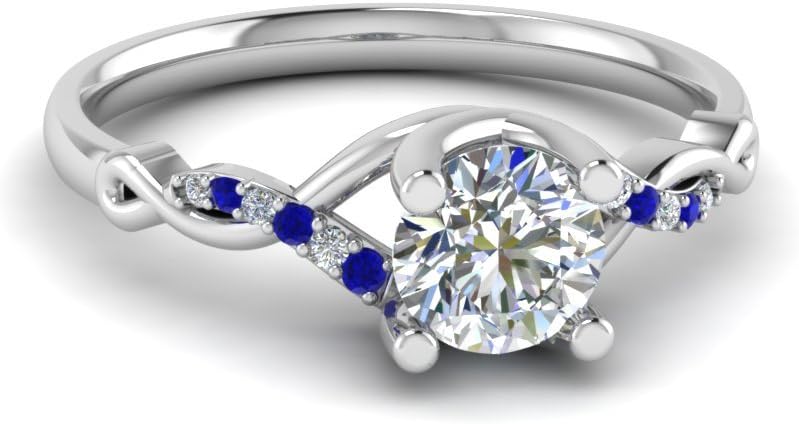 Choose Your Gemstone U Prong Twisted Diamond CZ Ring Sterling Silver Round Shape Split Shank Engagement Ring Matching Jewelry Wedding Jewelry Easy to Wear Gifts US Size 4 to 12