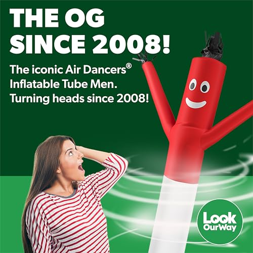 Image of LookOurWay Air Dancers Wacky Waving Inflatable Tube Man Set - 20 Feet Tall Inflatable Dancing Man with Blower for Business Advertising - Red /White /Blue