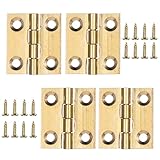 Small Hinges for Wooden Box, 4 Pcs Brass Mini Hinges for Crafts 1 Inch Folding Gold Cabinet Hinges with Mounting Screws for Drawer Door Closet Jewelry Box Wooden Case Furniture