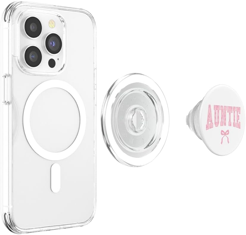 Cool Coquette Aunt Pink Floral Bows Best Auntie Baby Shower PopSockets MagSafe PopGrip for iPhone