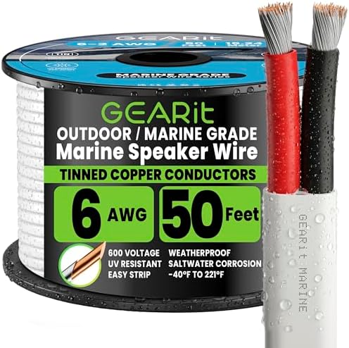GEARit 6 Gauge Marine Wire, 6/2 AWG Tinned Copper Electrical Wire, 50ft