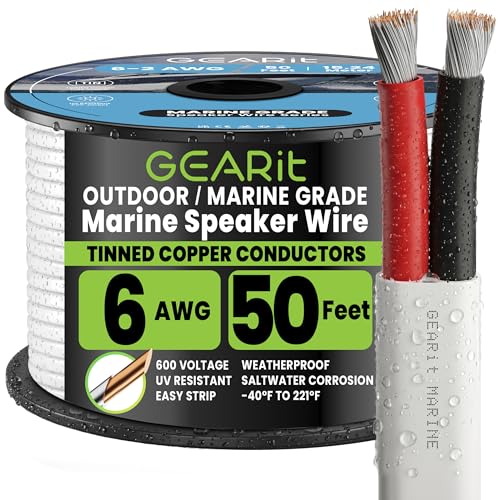 Image of GEARit 6 Gauge Marine Wire, 6 /2 AWG Tinned Copper Electrical Wire, 50ft