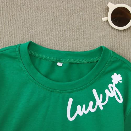 Girls St Patrick's Day Shirt Kids Lucky Letter Crewneck Pullover Tops Armpatch Shamrock Irish Long Sleeve Clothes3