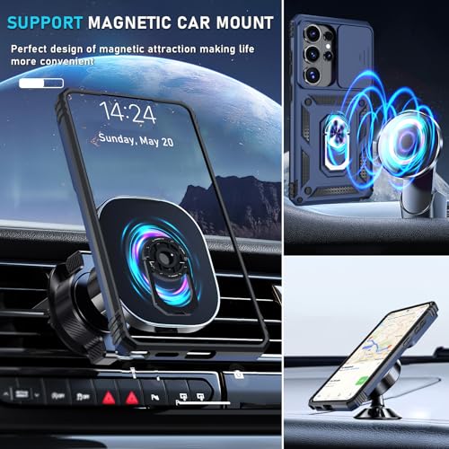 Janmitta Compatible with Samsung Galaxy S26 Ultra Case Built in Slide Camera Lens Cover+Screen Protector+Finger Ring Holder Kickstand,Heavy Duty Shockproof Full Body Phone Cover,2026 Blue by Janmitta - Used condition - Image 8