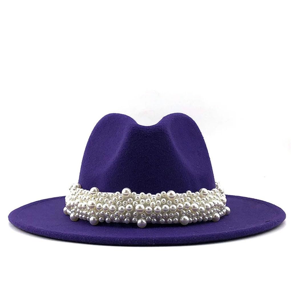 Cappello di lana Jazz Fedora Cappelli Casual Uomo Donna Pelle Perla Nastro Cappello di Feltro Panama Trilby Cappello Formale Festa