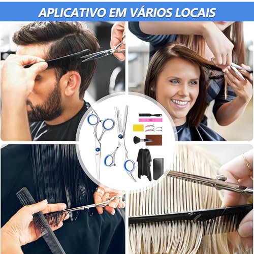Tesoura Cabelo, Kit Barbeiro, Tesoura Profissional Cabeleireiro, Tesoura de Cabelo, Tesoura Cabelo P