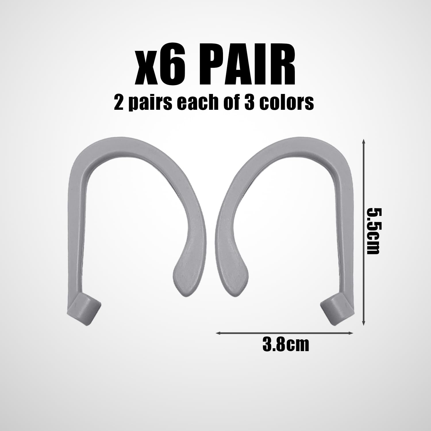 Lot de 6 paires de crochets d'oreille pour casque, anti-perte, anneau de fixation pour casque, crochet en silicone, cordon de sécurité universel, convient pour la course à pied, le sport