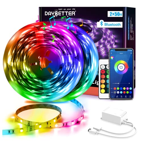 DAYBETTER Striscia LED 50 Piedi (2x25 Piedi) Smart WiFi - Compatibile Alexa, Google Home, 16 Milioni Di Colori, Sincronizzazione Musica