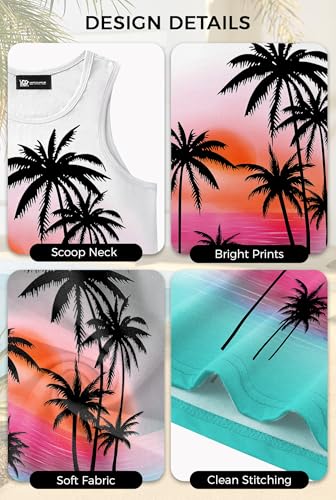 Image of VOGSTART Mens Hawaiian Beach Tank Tops Summer Vacation Muscle Top Graphic Sleeveless Shirts (S-3XL)