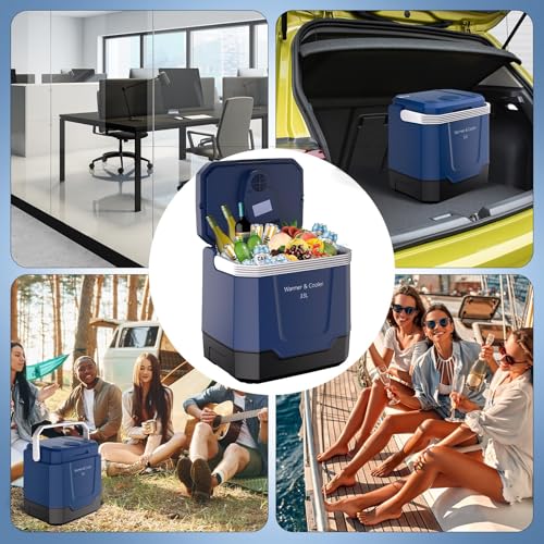 Garvee 35 Quart (33 L) Electric Cooler & Warmer, Portable Car Refrigerator With Automatic Locking Handle, 12V Car Cooler for Vehicle & Trucks, 110V AC Home Power Cord, Plug In Coolers,Blue by Garvee - Image 9